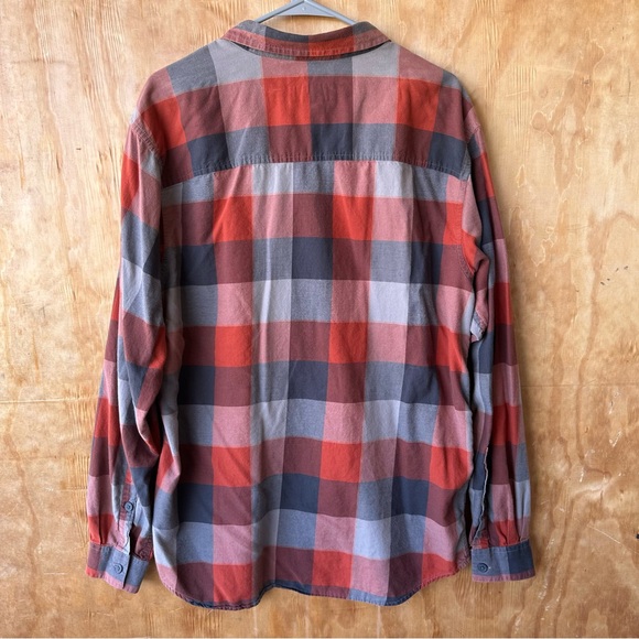 Columbia long sleeve Cotton Plaid Button down Shirt Orange Gray - Picture 2 of 9